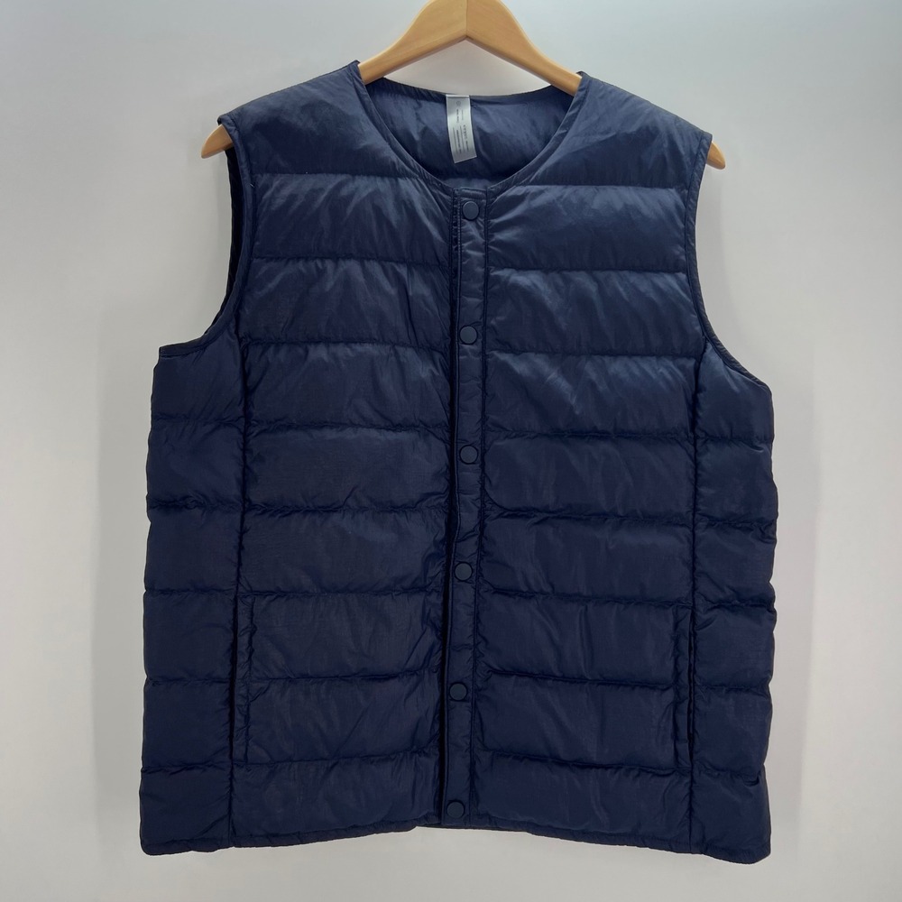 Outdoor Voices‎ Softshield Navy Blue Recycled Nylon Snap Puffer Vest Large